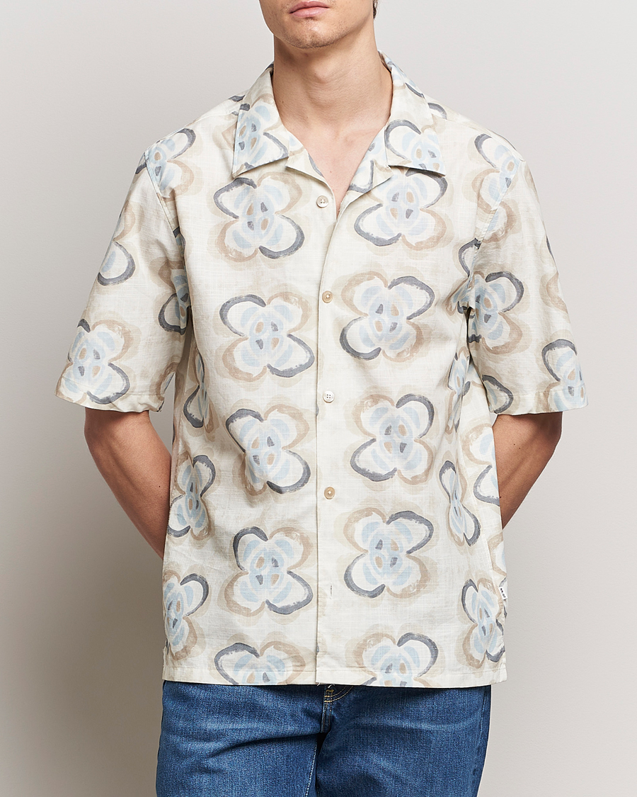 Hombres | NN07 | NN07 | Ole Printed Short Sleeve Shirt Ecru Multi