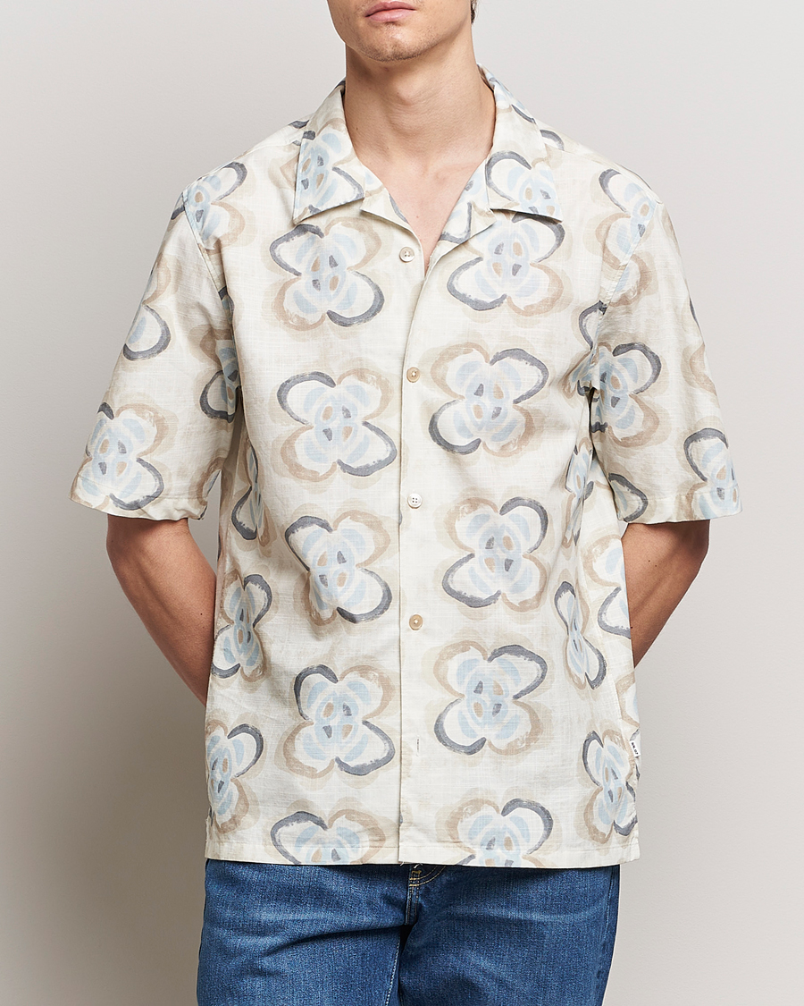 Hombres | Camisas | NN07 | Ole Printed Short Sleeve Shirt Ecru Multi