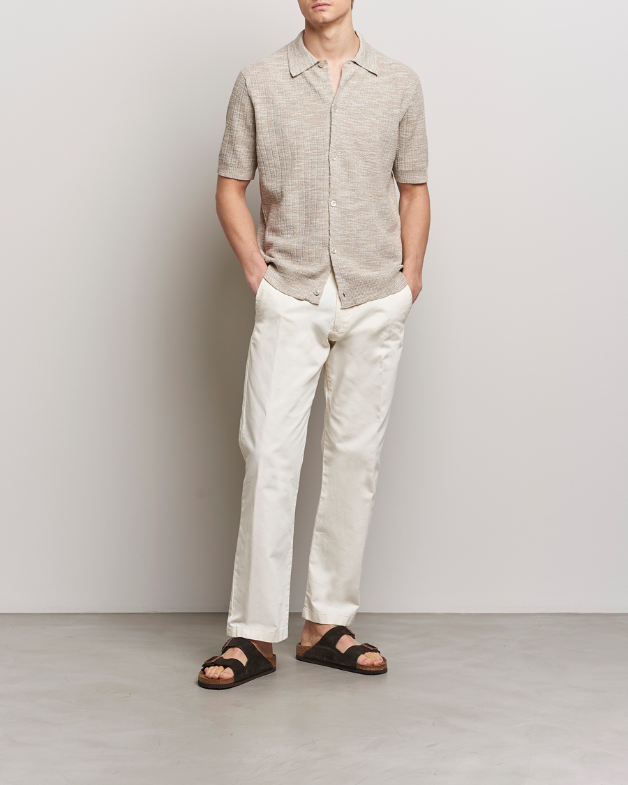Hombres | Camisas | NN07 | Nolan Knitted Shirt Sleeve Shirt Greige Melange