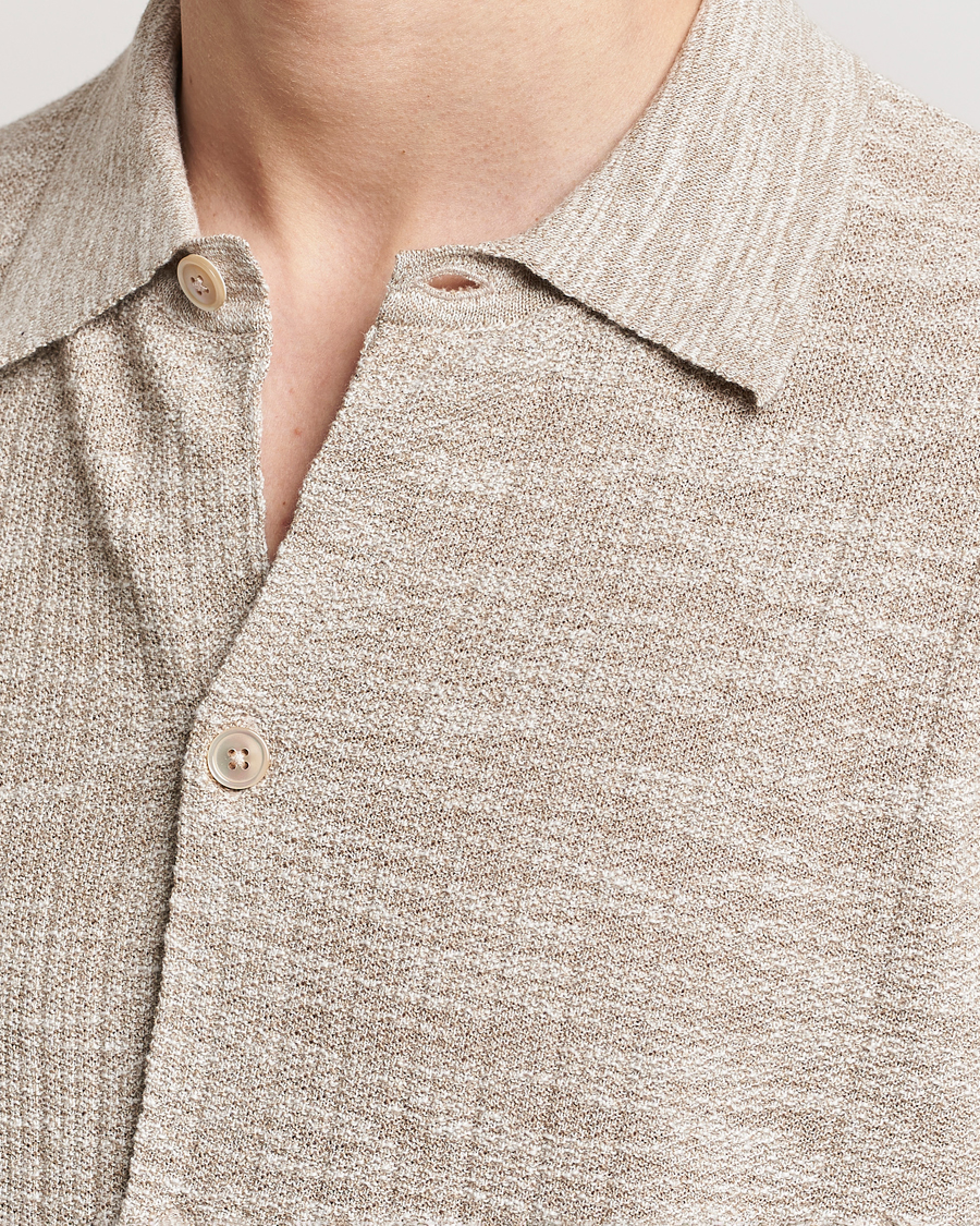 Hombres | Camisas | NN07 | Nolan Knitted Shirt Sleeve Shirt Greige Melange