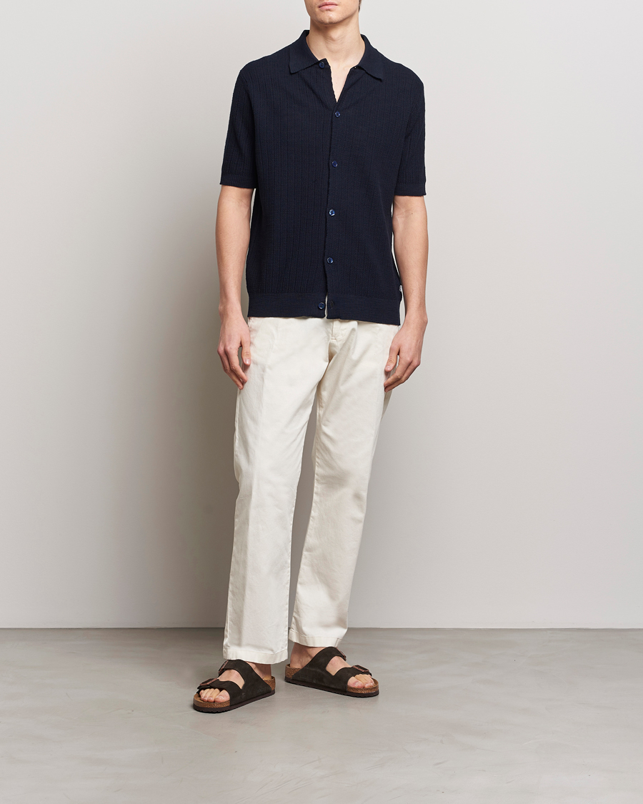 Hombres | Camisas | NN07 | Nolan Knitted Shirt Sleeve Shirt Navy Blue