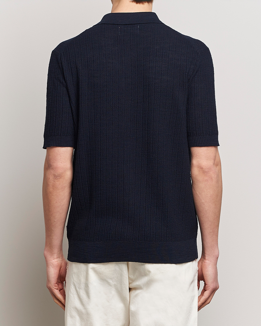 Hombres | Camisas | NN07 | Nolan Knitted Shirt Sleeve Shirt Navy Blue