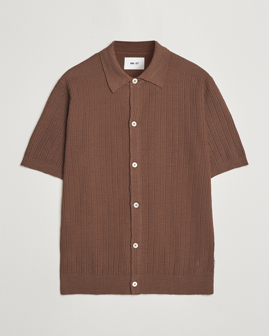 Hombres | Camisas | NN07 | Nolan Knitted Shirt Sleeve Shirt Cocoa Brown