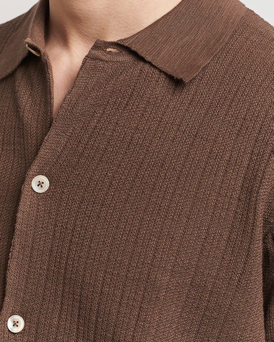 Hombres | Camisas | NN07 | Nolan Knitted Shirt Sleeve Shirt Cocoa Brown