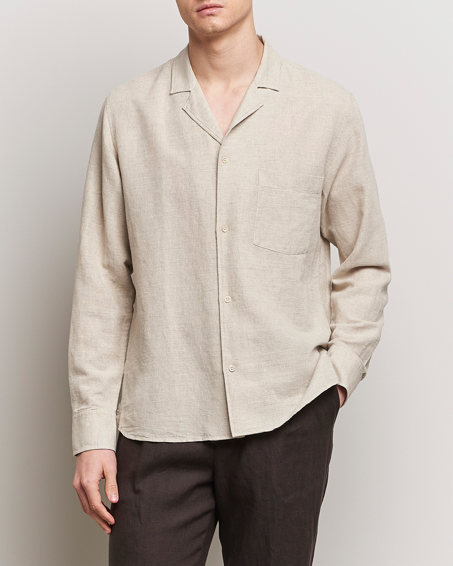 Hombres | Camisas de lino | Oscar Jacobson | Helios Reg Shirt Beige