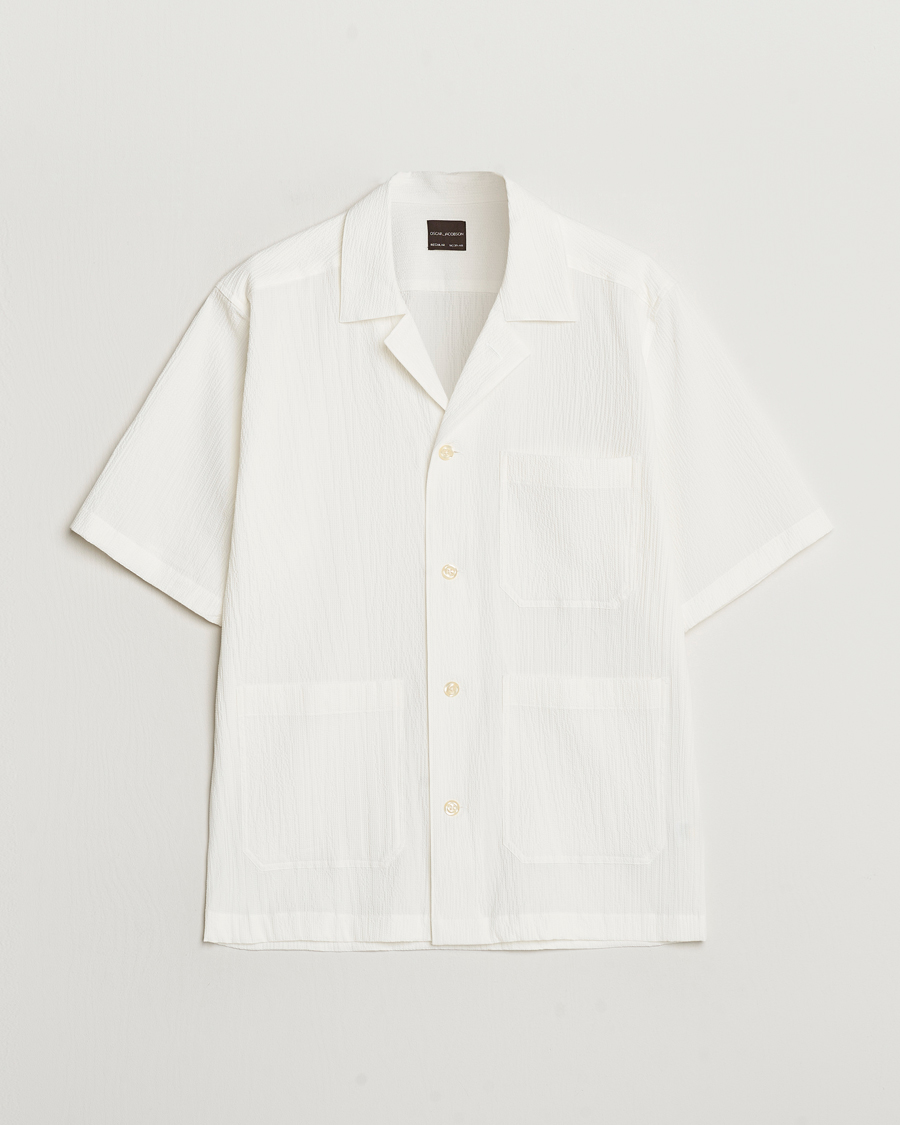 Hombres | Camisas | Oscar Jacobson | Hanks Reg Seersucker Shirt White