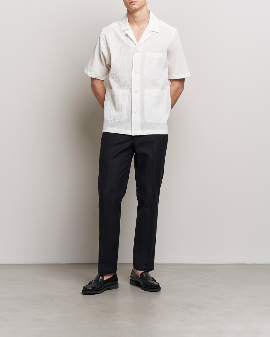 Hombres | Camisas | Oscar Jacobson | Hanks Reg Seersucker Shirt White