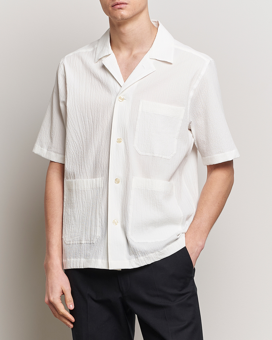 Hombres | Camisas | Oscar Jacobson | Hanks Reg Seersucker Shirt White