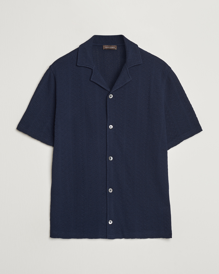 Hombres | Camisas | Oscar Jacobson | Mattis Reg Knitted Shirt Navy