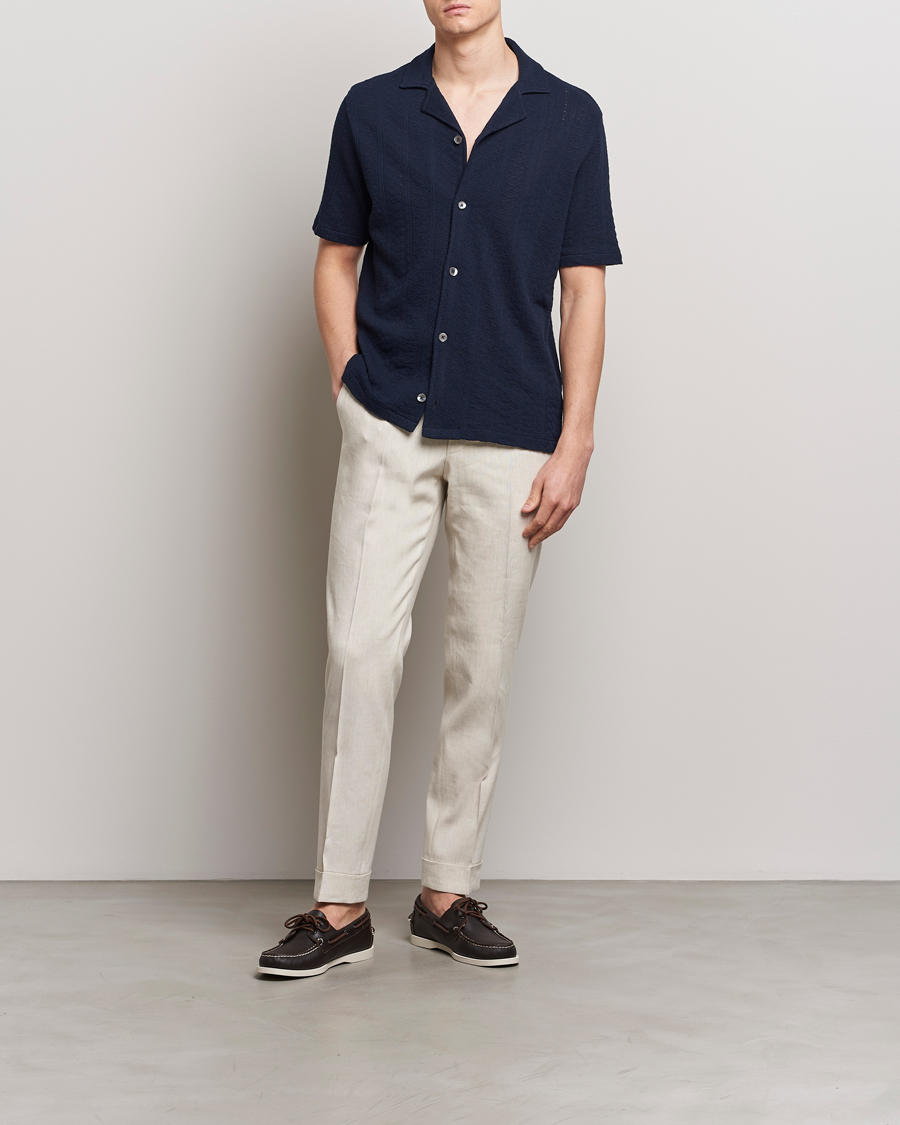 Hombres | Camisas | Oscar Jacobson | Mattis Reg Knitted Shirt Navy