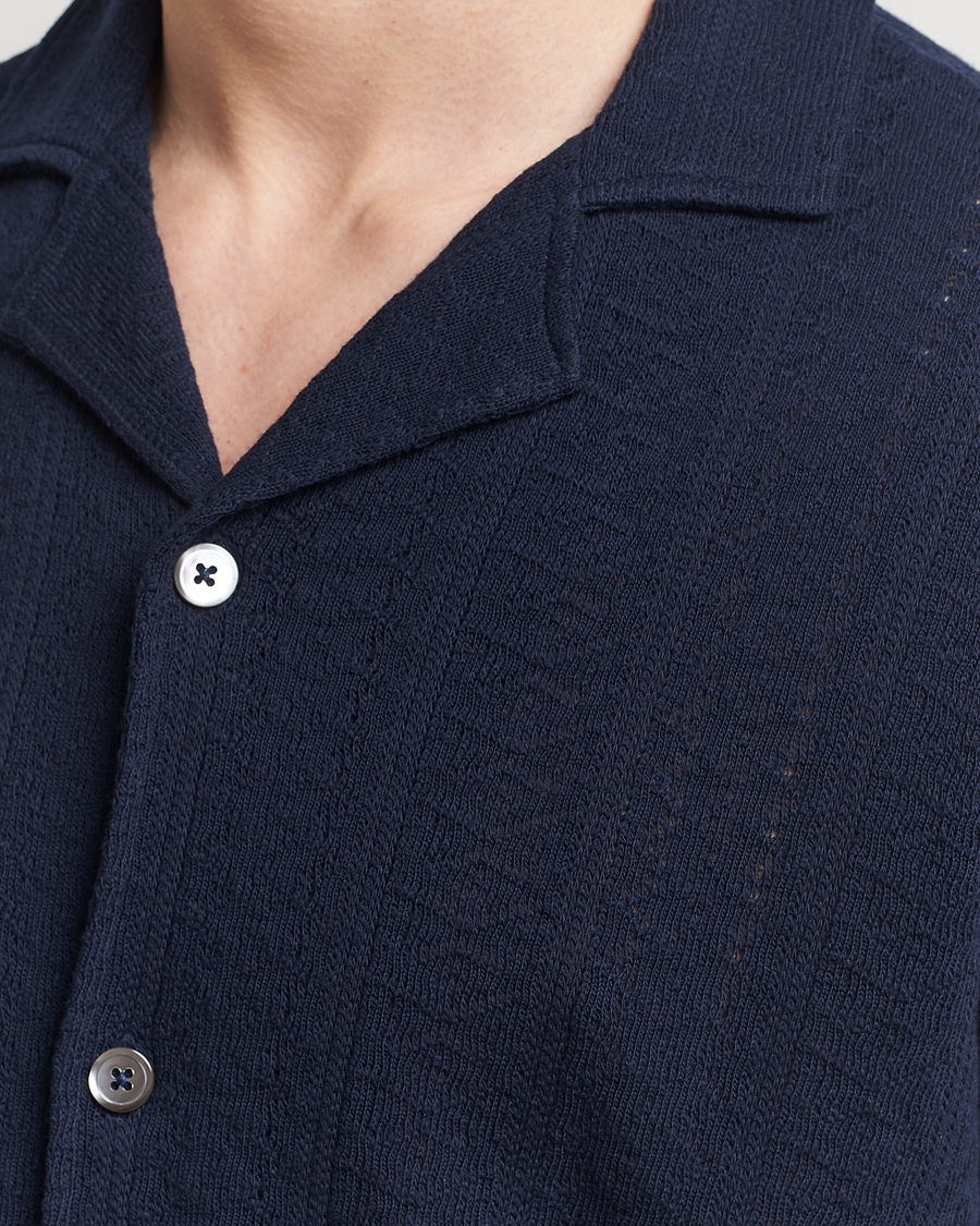 Hombres | Camisas | Oscar Jacobson | Mattis Reg Knitted Shirt Navy