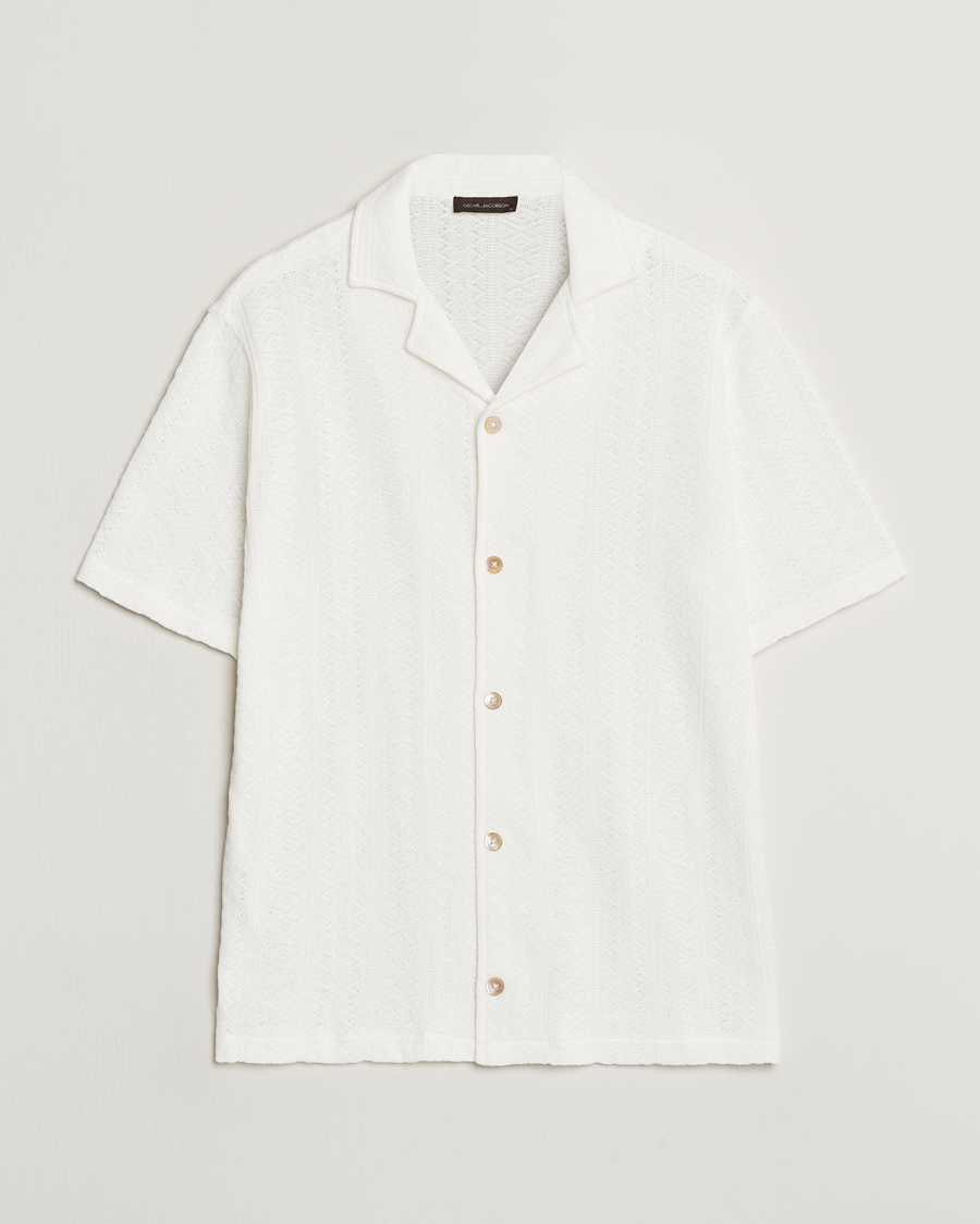 Hombres | Camisas | Oscar Jacobson | Mattis Reg Knitted Shirt White