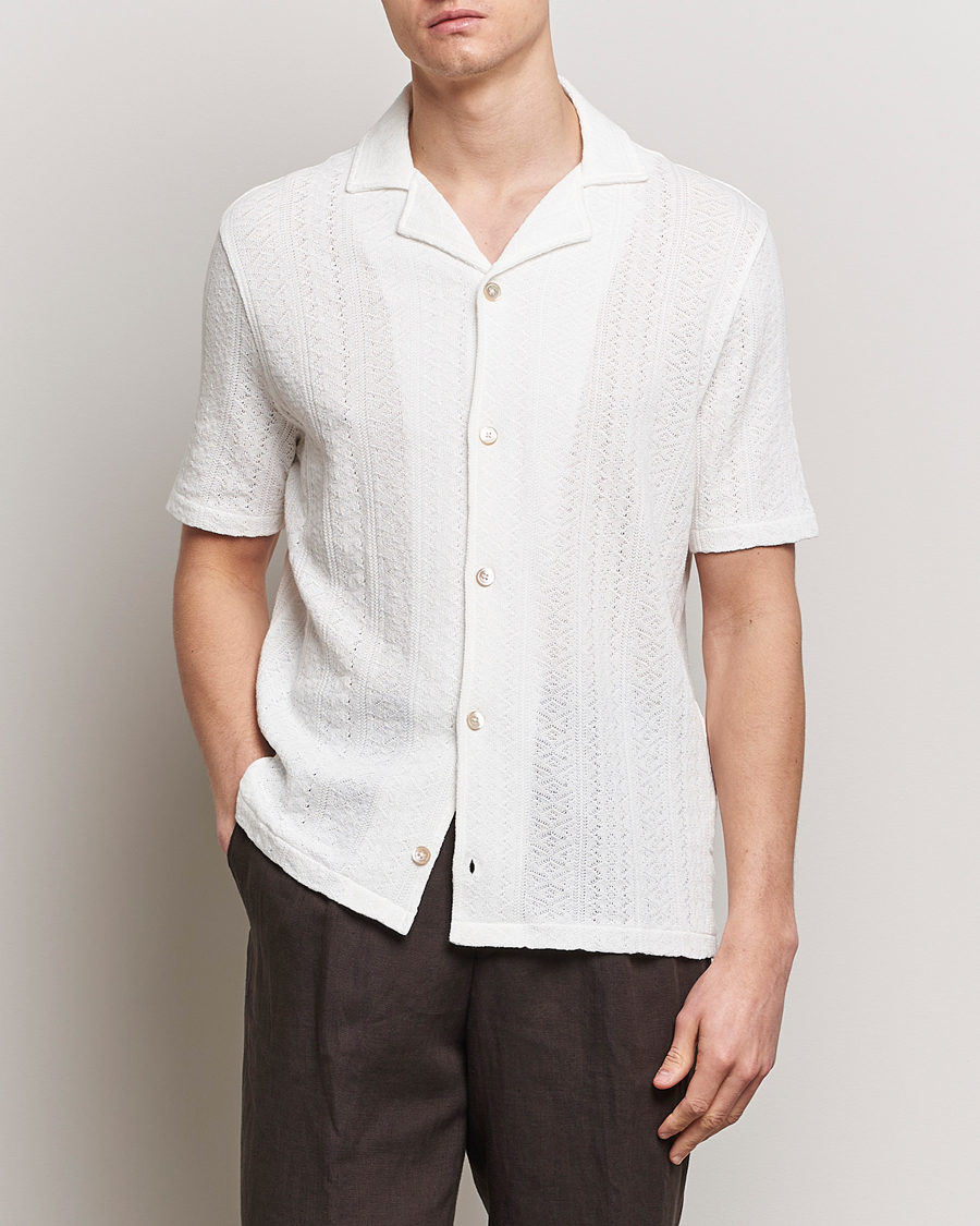 Hombres | Novedades | Oscar Jacobson | Mattis Reg Knitted Shirt White