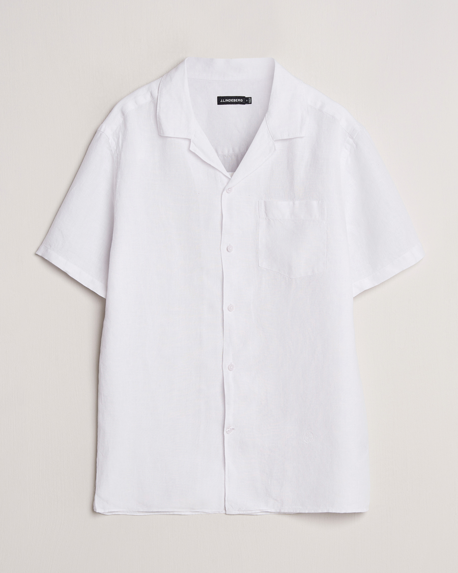 Hombres | Camisas | J.Lindeberg | Elio Linen Melange Shirt White