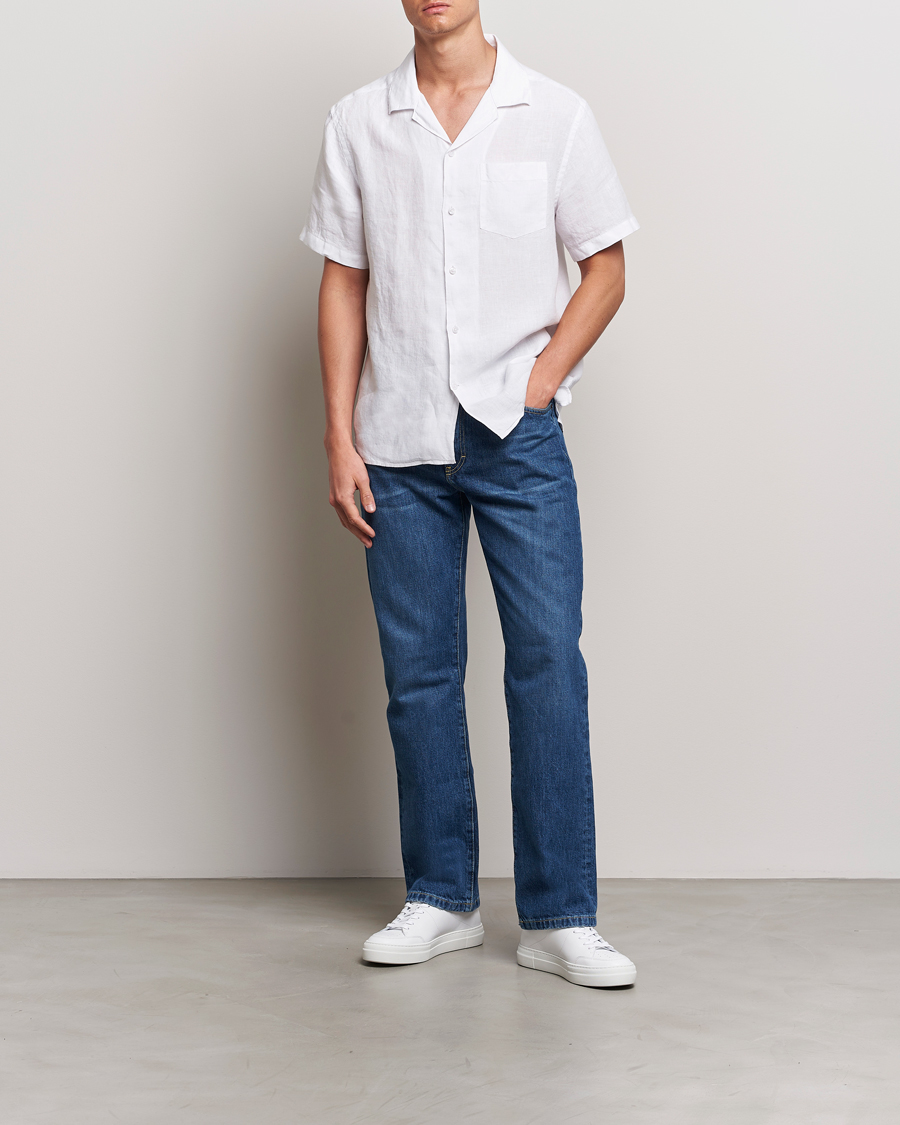 Hombres | Camisas | J.Lindeberg | Elio Linen Melange Shirt White