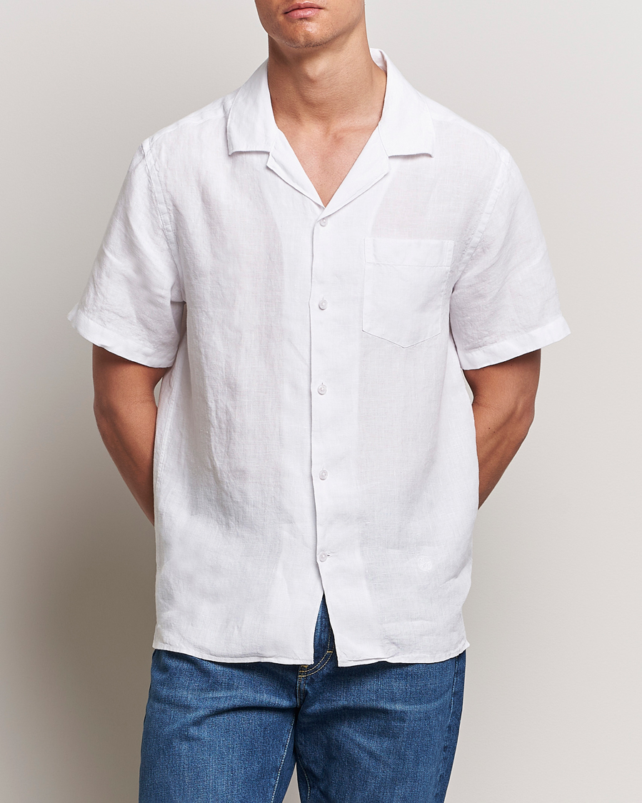 Hombres | Camisas | J.Lindeberg | Elio Linen Melange Shirt White