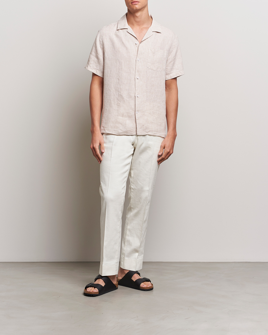 Hombres | Camisas | J.Lindeberg | Elio Linen Melange Shirt Safari Beige