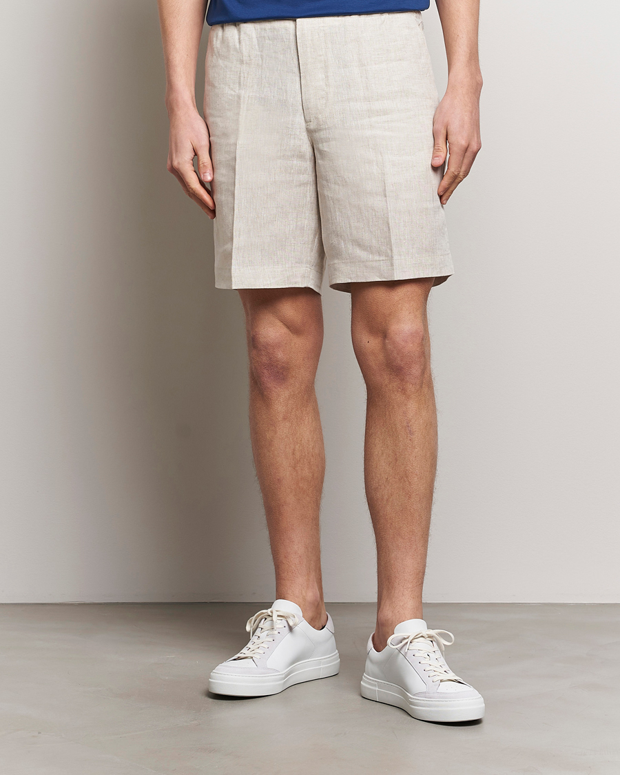Hombres | Pantalones cortos | J.Lindeberg | Baron Linen Shorts Safari Beige