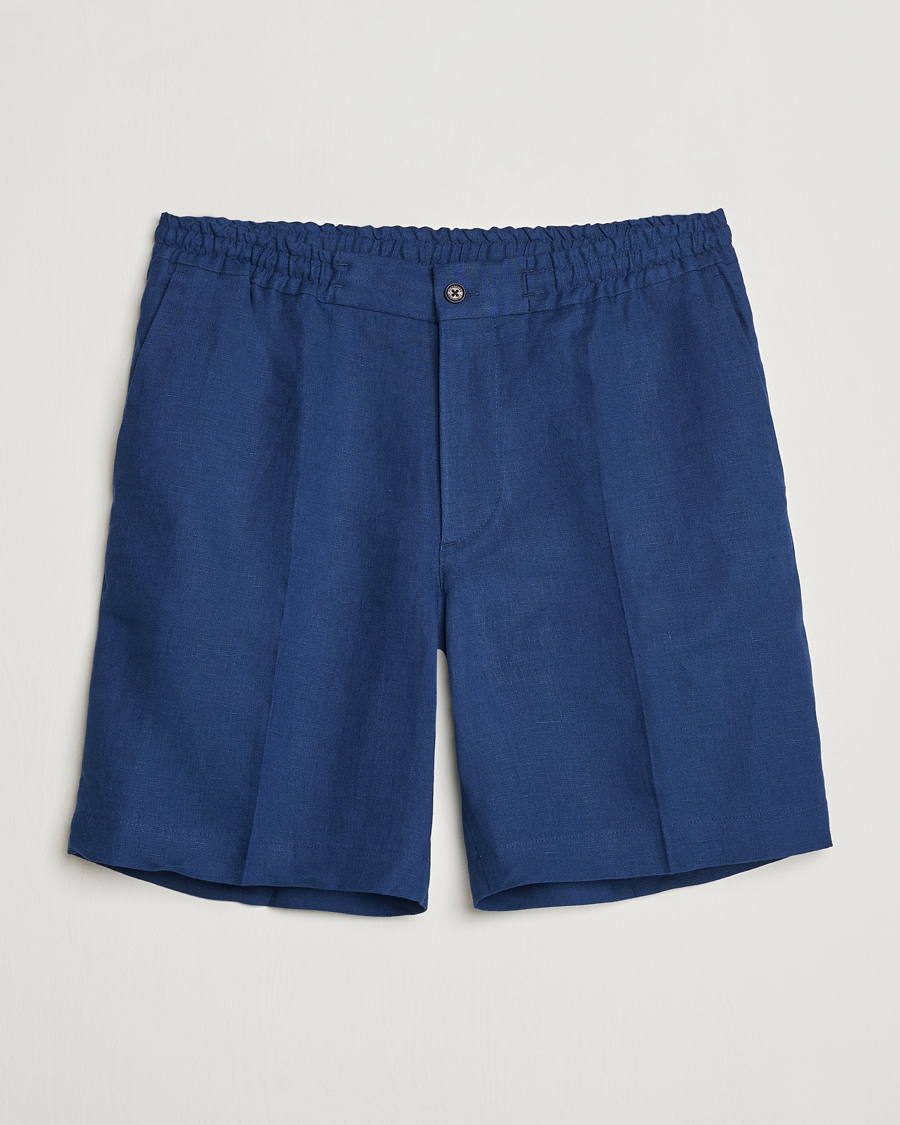Hombres | Pantalones cortos | J.Lindeberg | Baron Linen Shorts Estate Blue