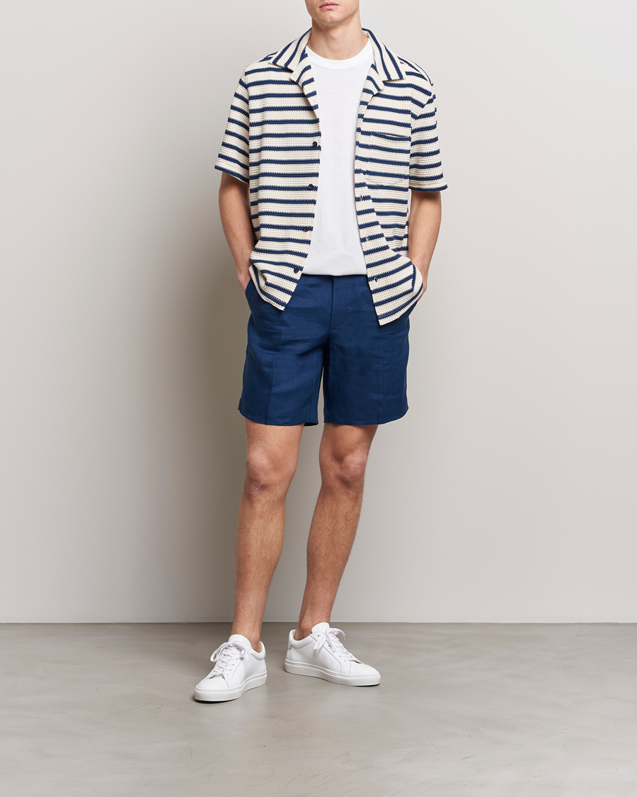 Hombres | Pantalones cortos | J.Lindeberg | Baron Linen Shorts Estate Blue