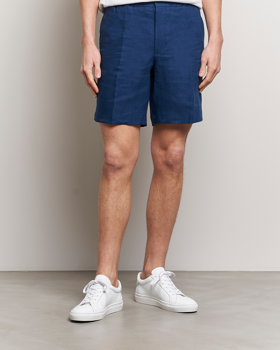 Hombres | Pantalones cortos | J.Lindeberg | Baron Linen Shorts Estate Blue