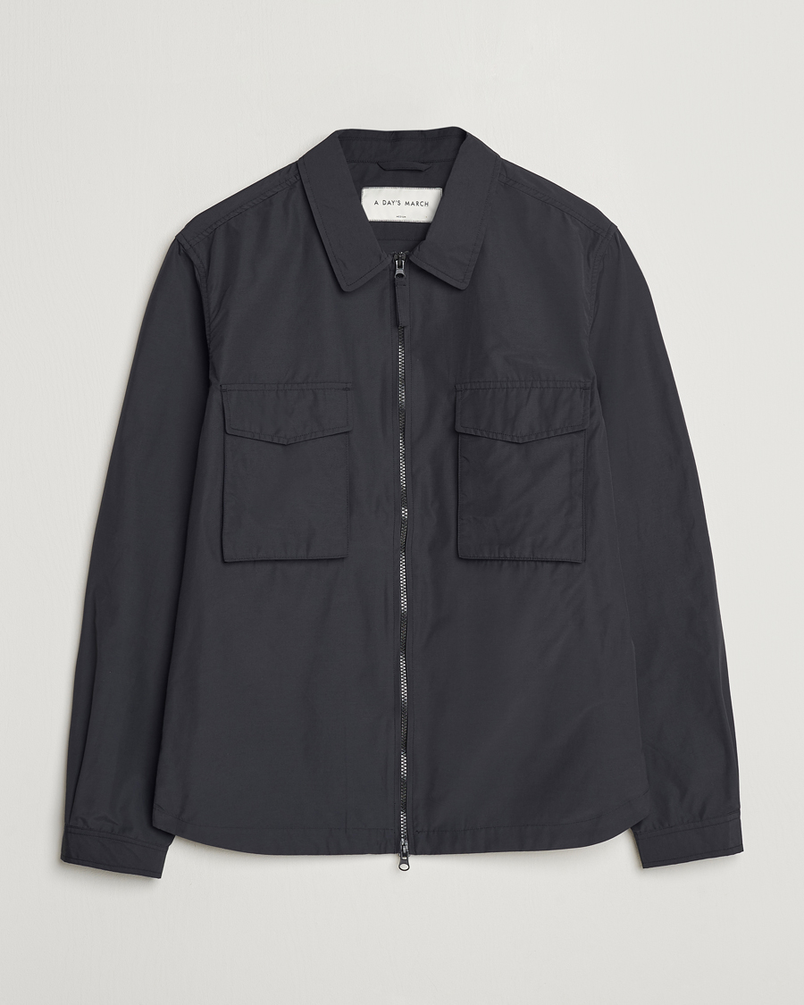 Hombres | Camisas | A Day's March | Buxton Nylon Overshirt Black