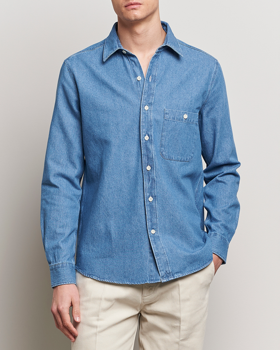 Hombres | Casual | A Day's March | Mason Sturdy Denim Shirt Light Blue