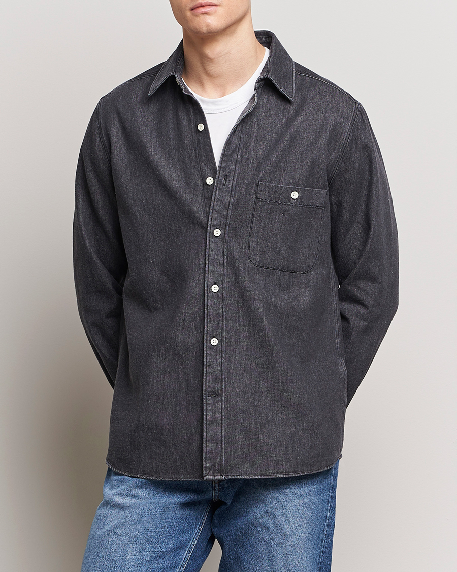 Hombres | Casual | A Day's March | Mason Sturdy Denim Shirt Off Black