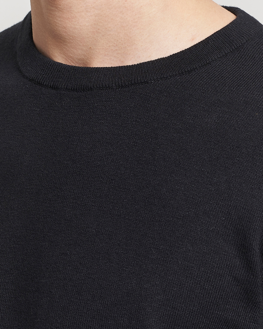 Hombres | Jerséis y prendas de punto | A Day's March | Alagon Cotton/Linen Crew Black