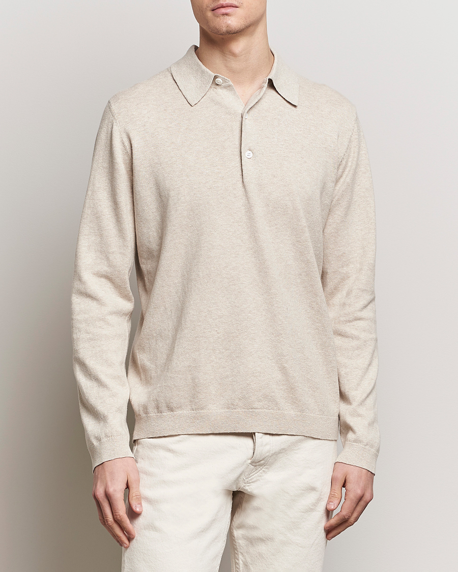 Hombres | A Day's March | A Day's March | Ambroz Cotton/Linen Polo Sand