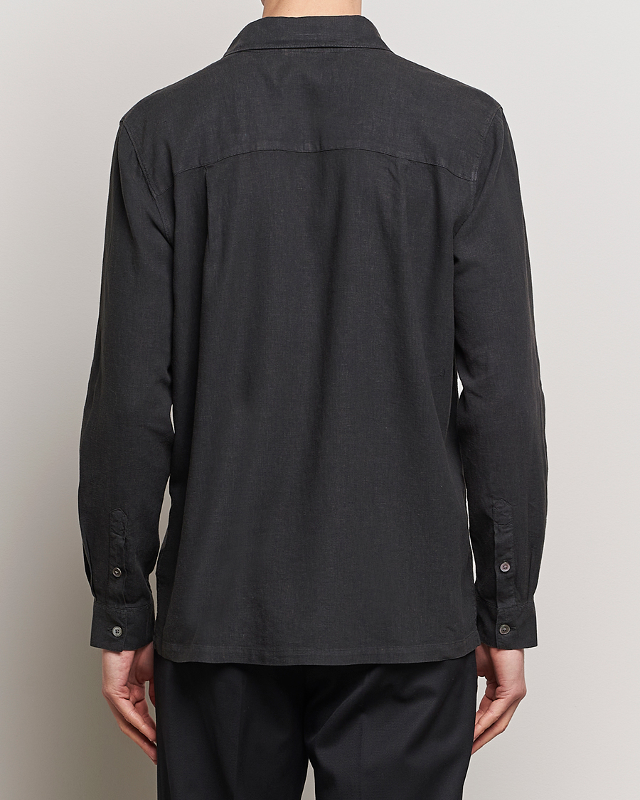 Hombres | Camisas | A Day's March | Balain Linen/Viscose Shirt Off Black