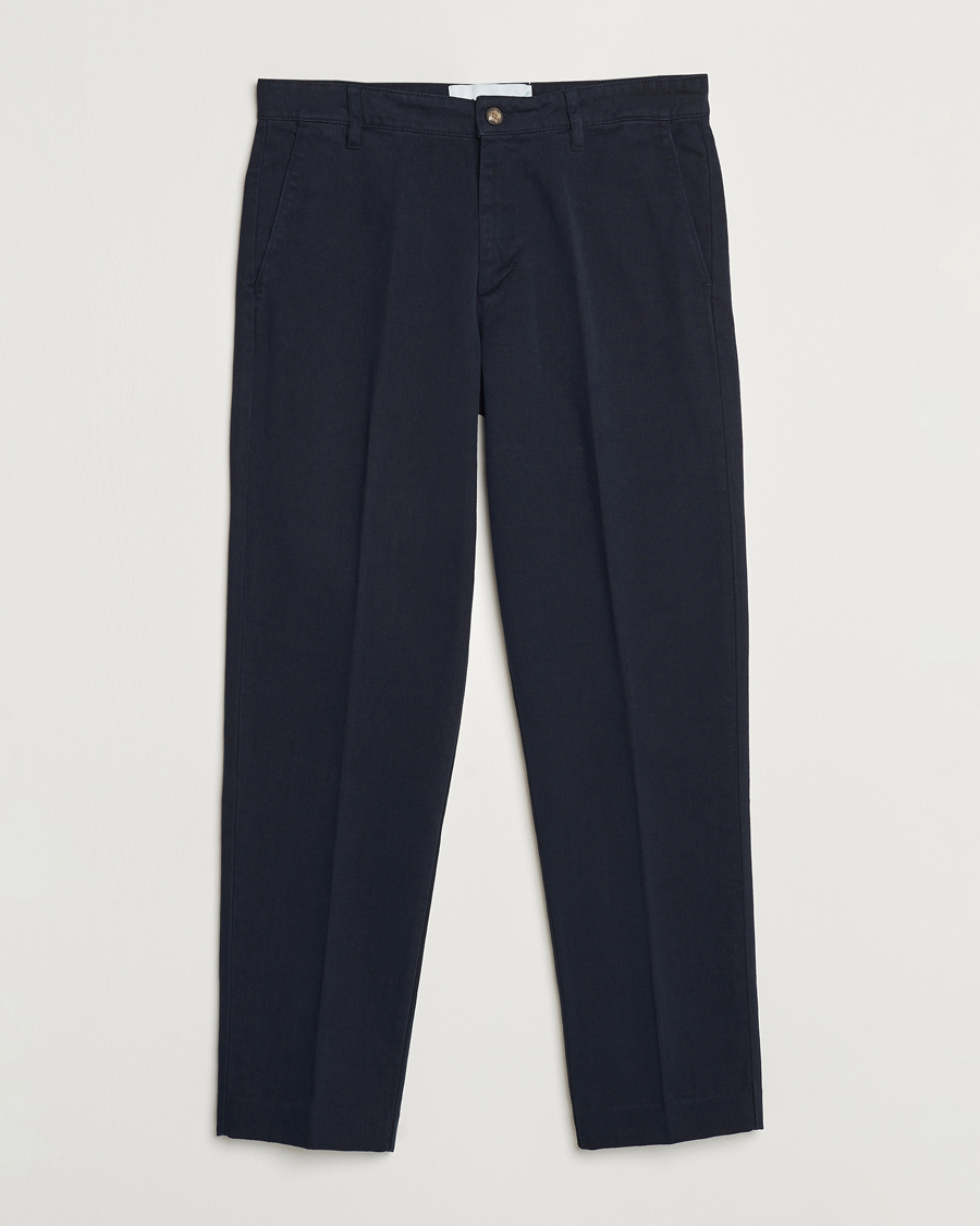 Hombres | Pantalones | A Day's March | Miller Cotton/Lyocell Trousers Navy