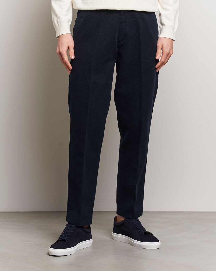 Hombres | Business & Beyond | A Day's March | Miller Cotton/Lyocell Trousers Navy