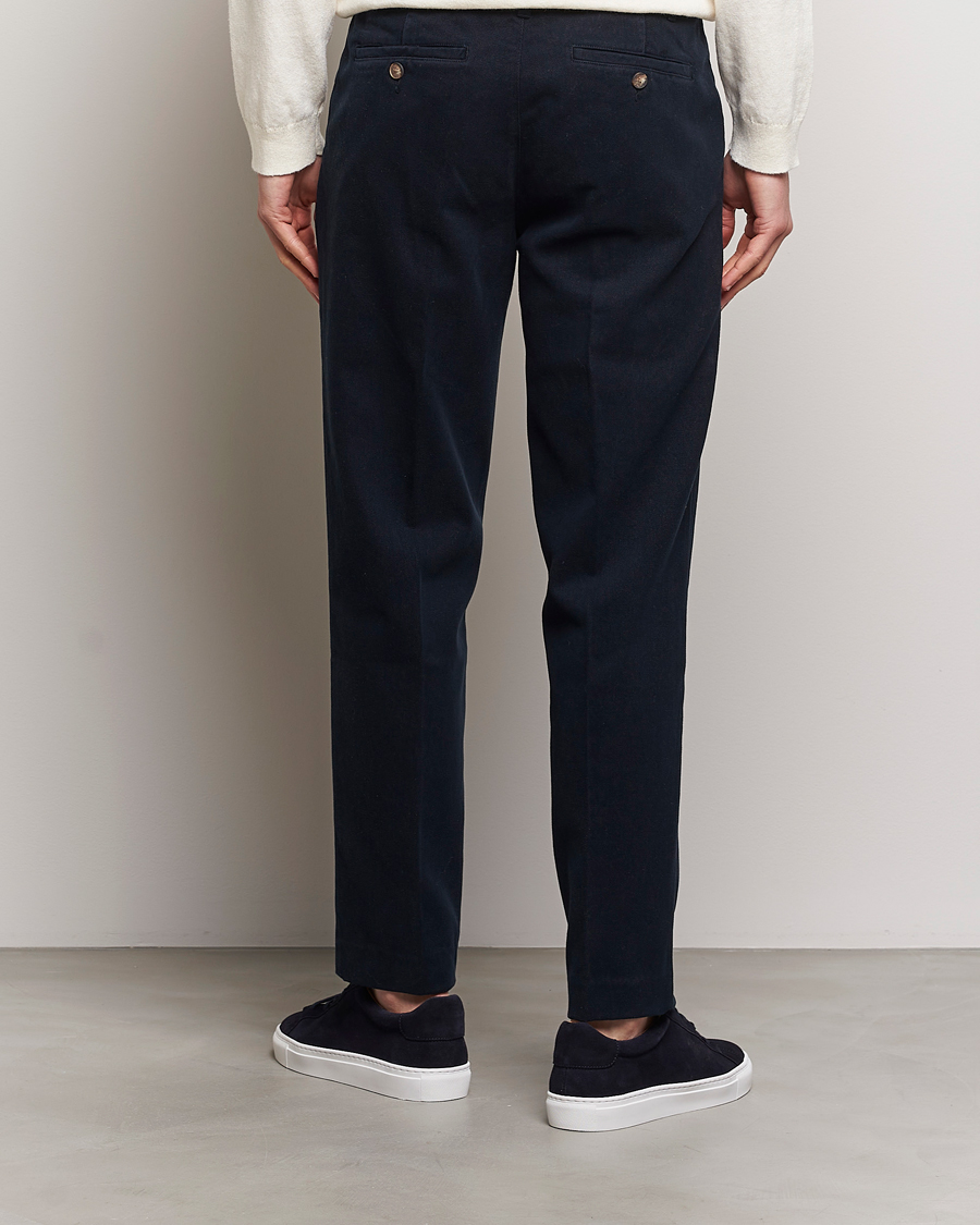 Hombres | Pantalones | A Day's March | Miller Cotton/Lyocell Trousers Navy