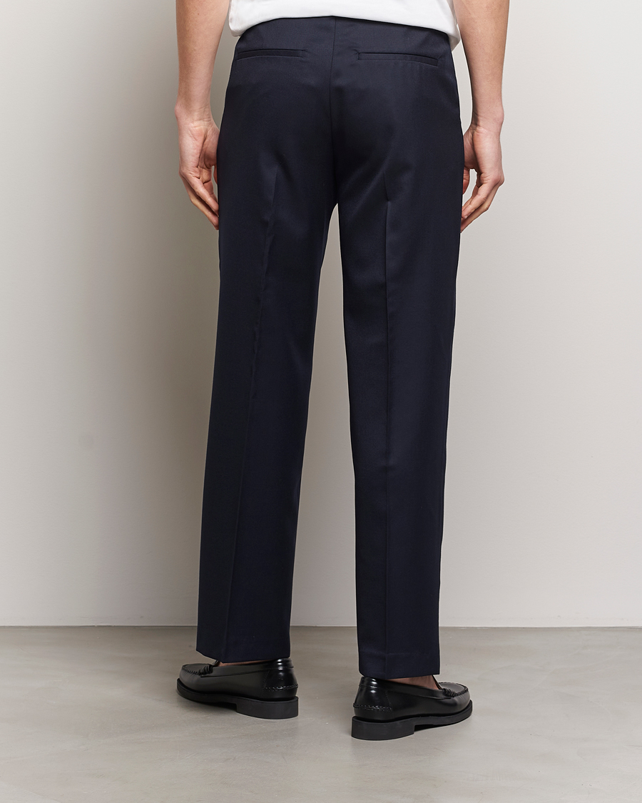 Hombres | Pantalones | A Day's March | Edward Relaxed Wool Trousers Navy