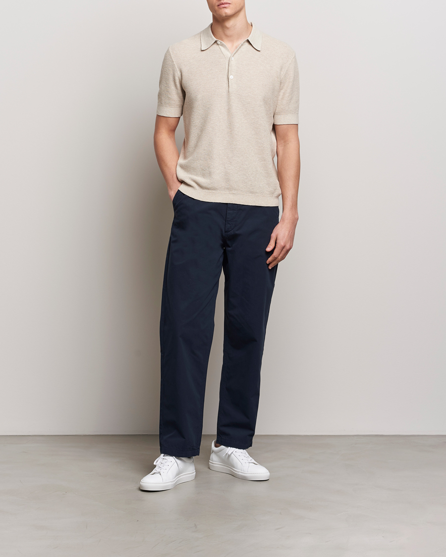 Hombres | Pantalones | A Day's March | Redwood Light Cotton Trousers Navy