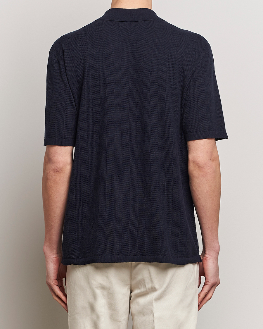 Hombres | Camisas | A Day's March | Yamu Knitted Herringbone Shirt Navy