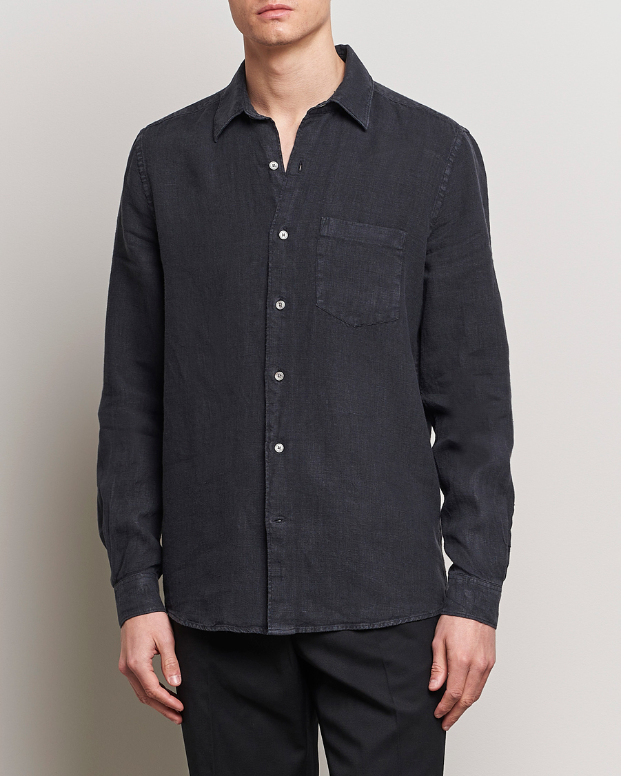 Hombres |  | A Day\'s March | Abu Linen Shirt Off Black