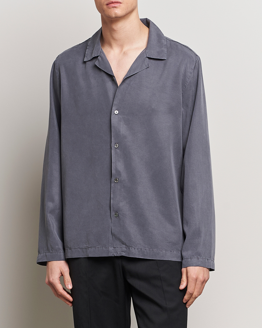 Hombres |  | A Day's March | Chase Camp Collar Lyocell Shirt Dark Grey