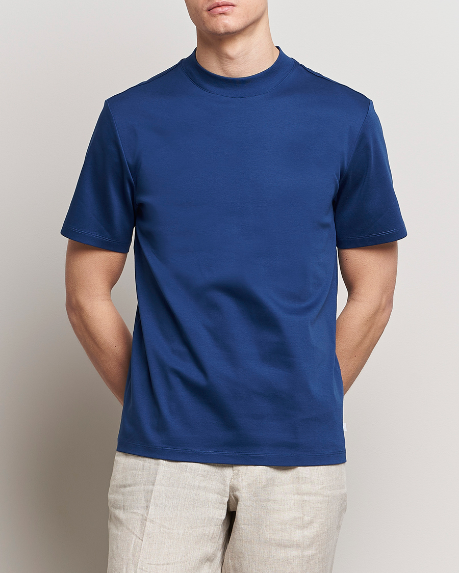 Hombres | Camisetas de manga corta | J.Lindeberg | Ace Mock Neck T-Shirt Estate Blue