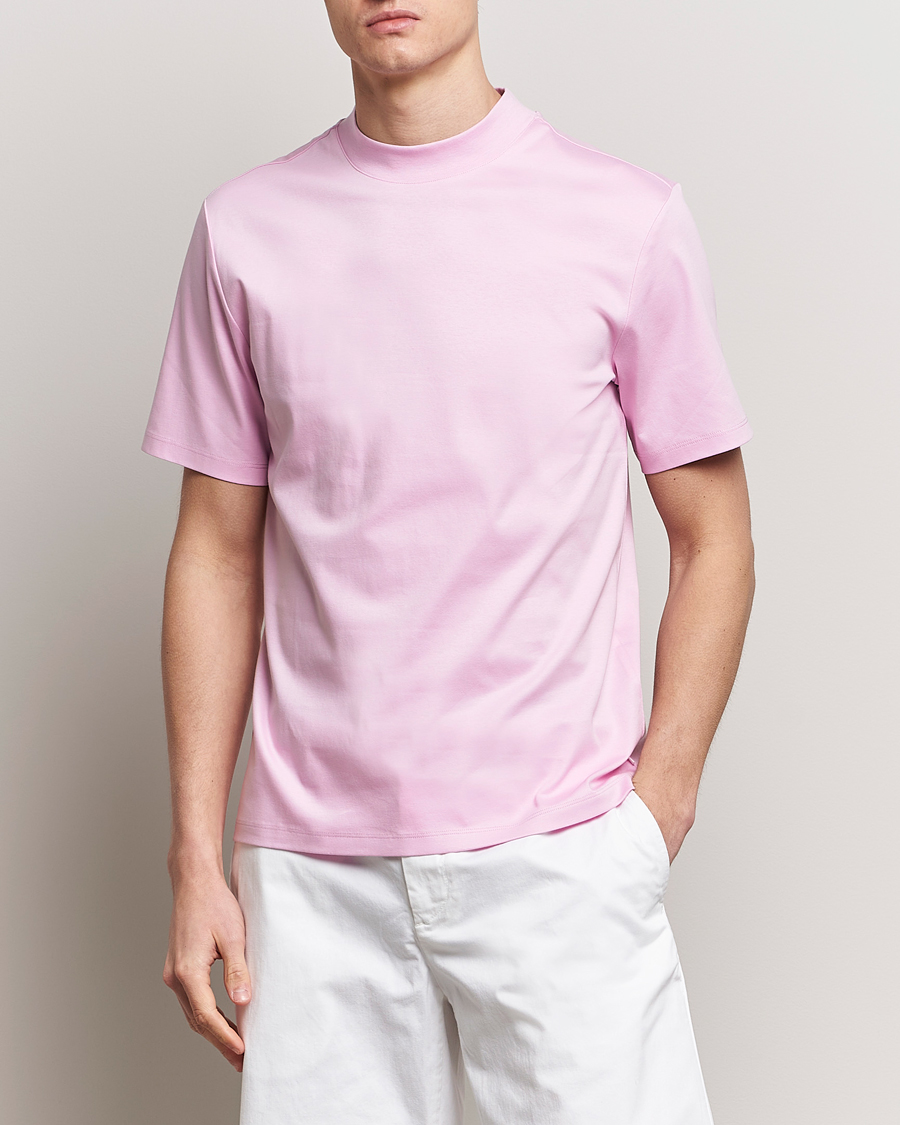 Hombres | Camisetas de manga corta | J.Lindeberg | Ace Mock Neck T-Shirt Pink Lavender
