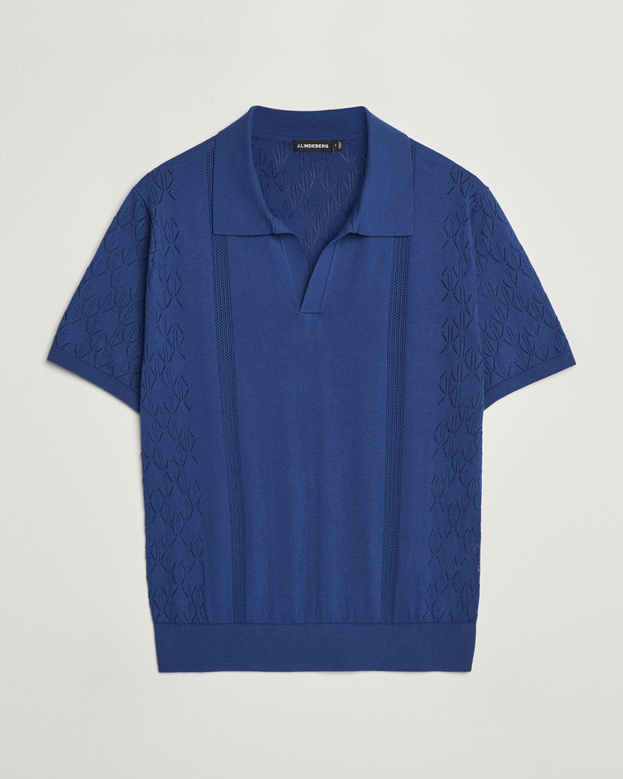 Hombres | Polos | J.Lindeberg | Ringo Open Collar Estate Blue