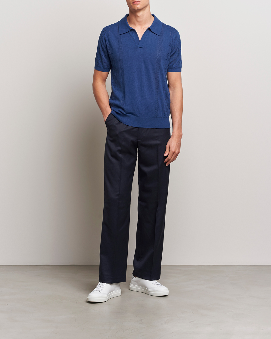 Hombres | Polos | J.Lindeberg | Ringo Open Collar Estate Blue