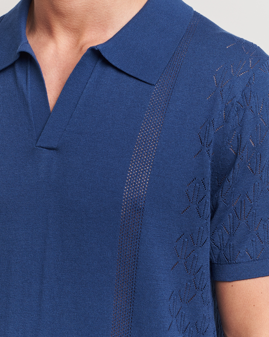 Hombres | Polos | J.Lindeberg | Ringo Open Collar Estate Blue