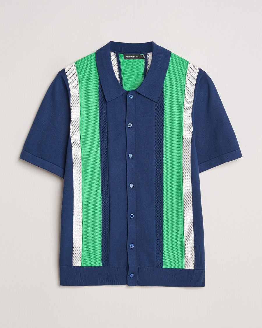 Hombres | Camisas | J.Lindeberg | Reymond Structure Knit Estate Blue