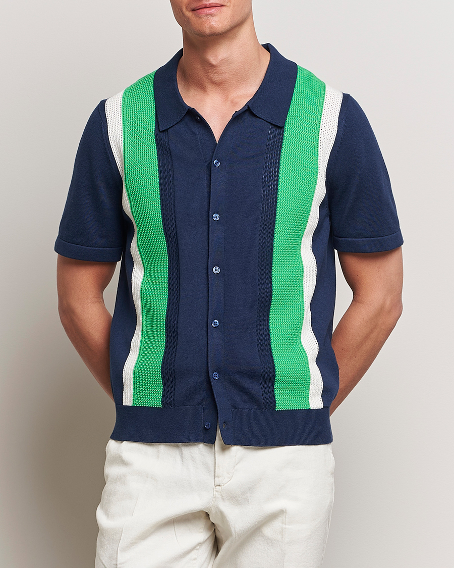 Hombres | Camisas | J.Lindeberg | Reymond Structure Knit Estate Blue