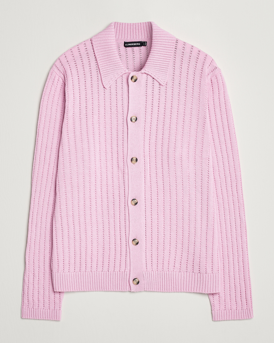 Hombres | Jerséis y prendas de punto | J.Lindeberg | Edmondo Collar Cardigan Pink Lavender