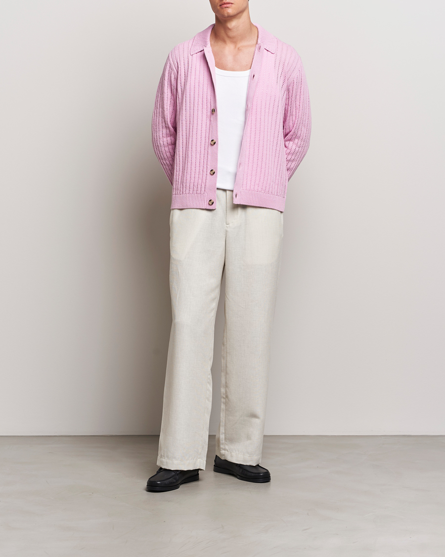 Hombres | Jerséis y prendas de punto | J.Lindeberg | Edmondo Collar Cardigan Pink Lavender