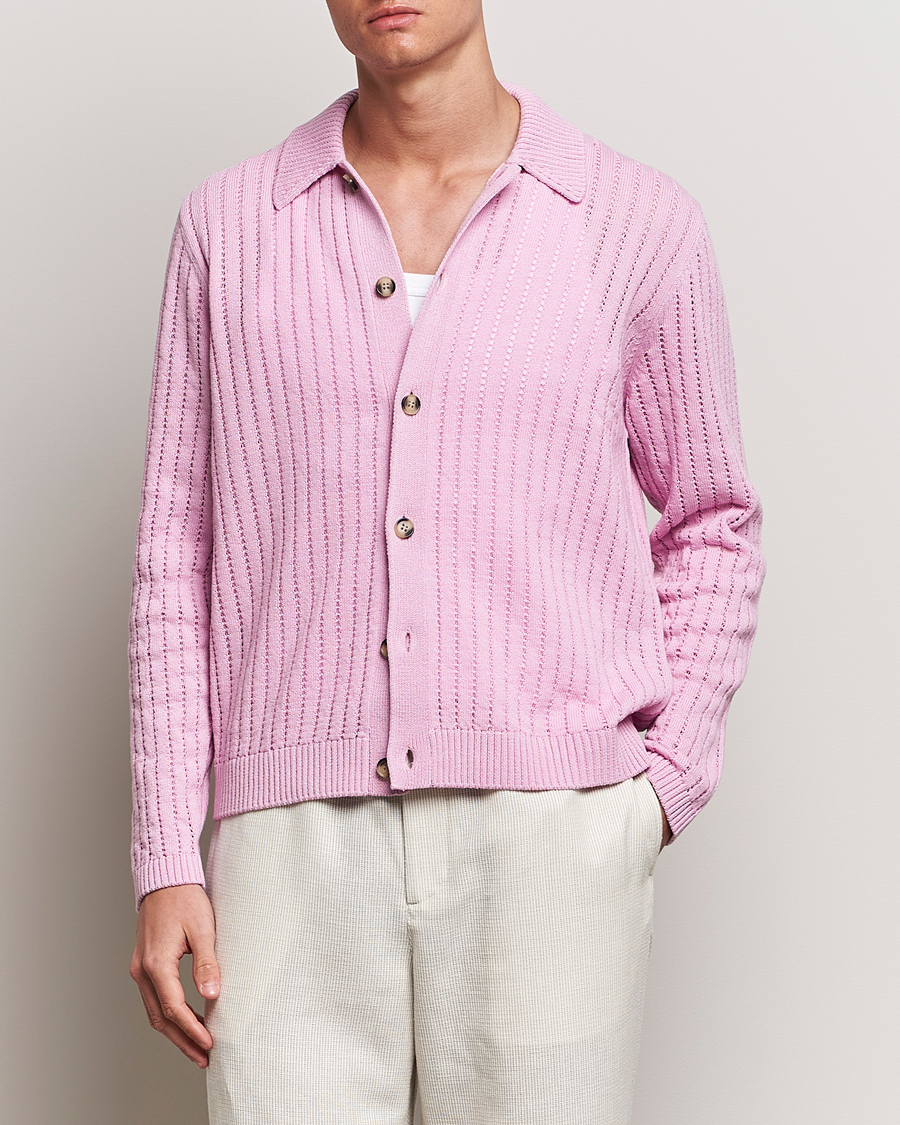 Hombres | Jerséis y prendas de punto | J.Lindeberg | Edmondo Collar Cardigan Pink Lavender