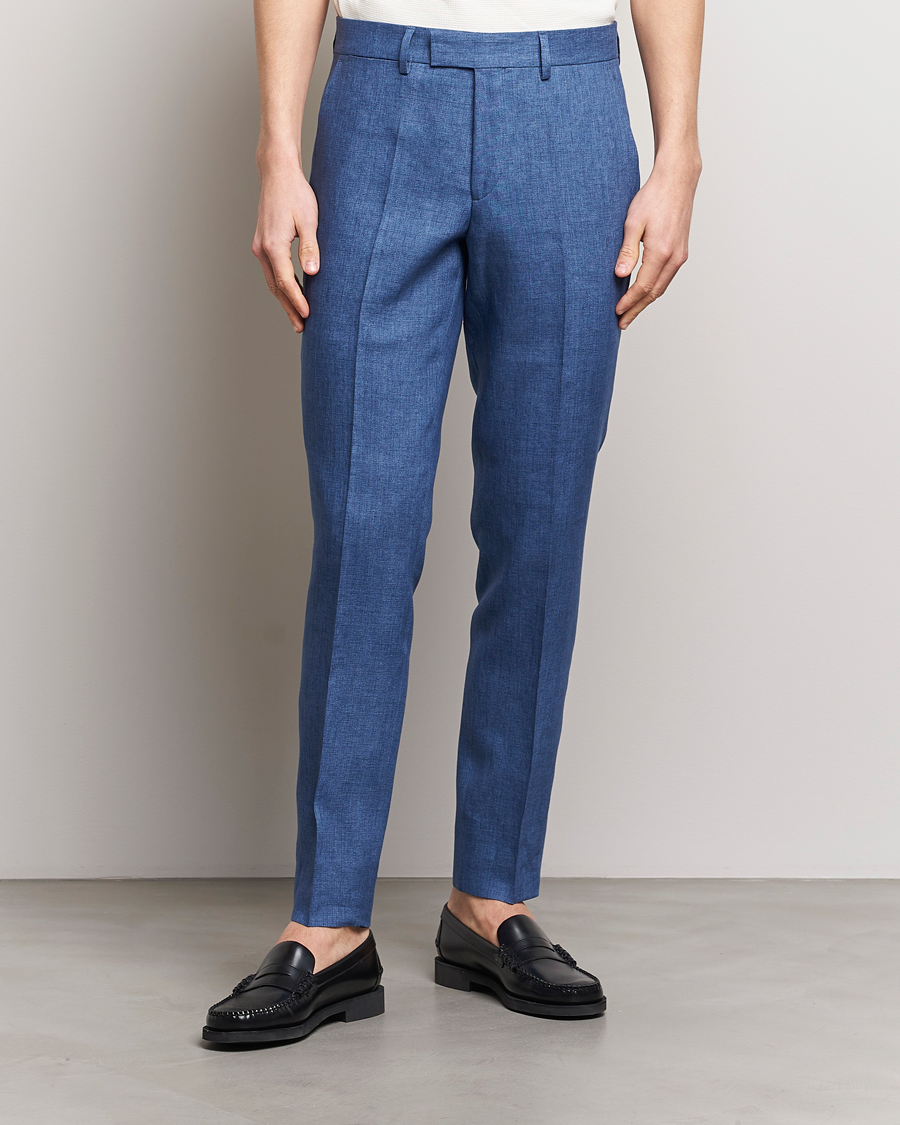 Hombres | Pantalones de traje | J.Lindeberg | Grant Super Linen Pants Chambray Blue